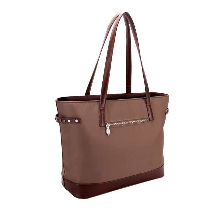 Aria Nylon Duel Table Pocket Tote Bag - Khaki