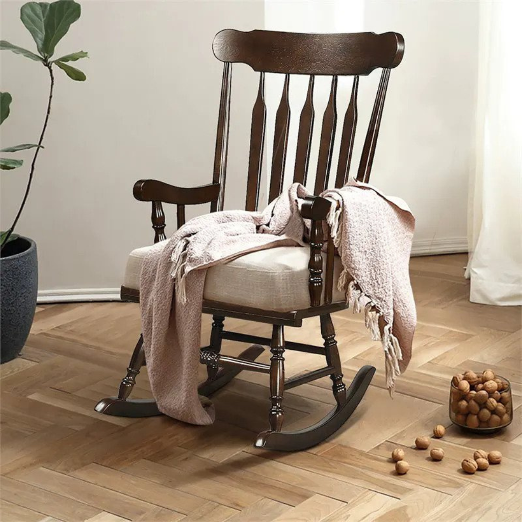 Photos - Chair Costway Wood Rocking  with Glossy Finish  - Rocking  CA 2HW64492CA (Set of 2)