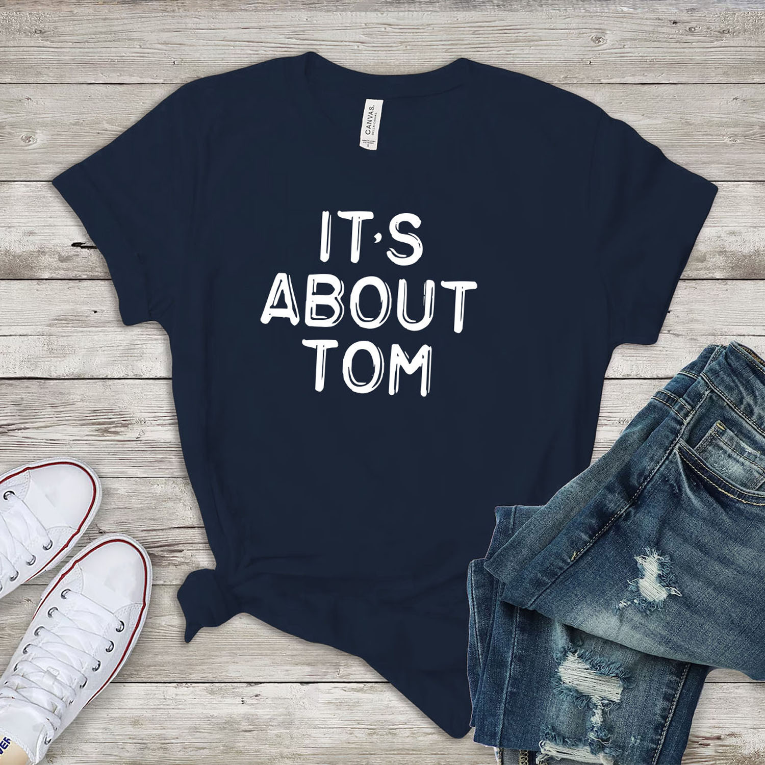 Women's 'Team Ariana' Fashion T-Shirt - It's About Tom - Navy-White Prt / L