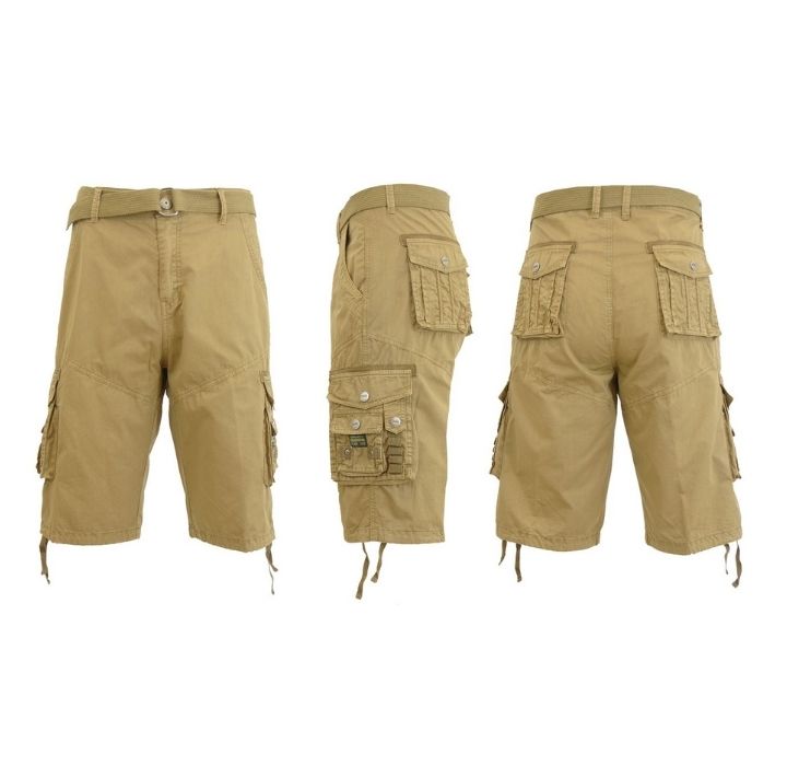 Men's Distressed Vintage Belted Cargo Utility Shorts - Khaki - 40
