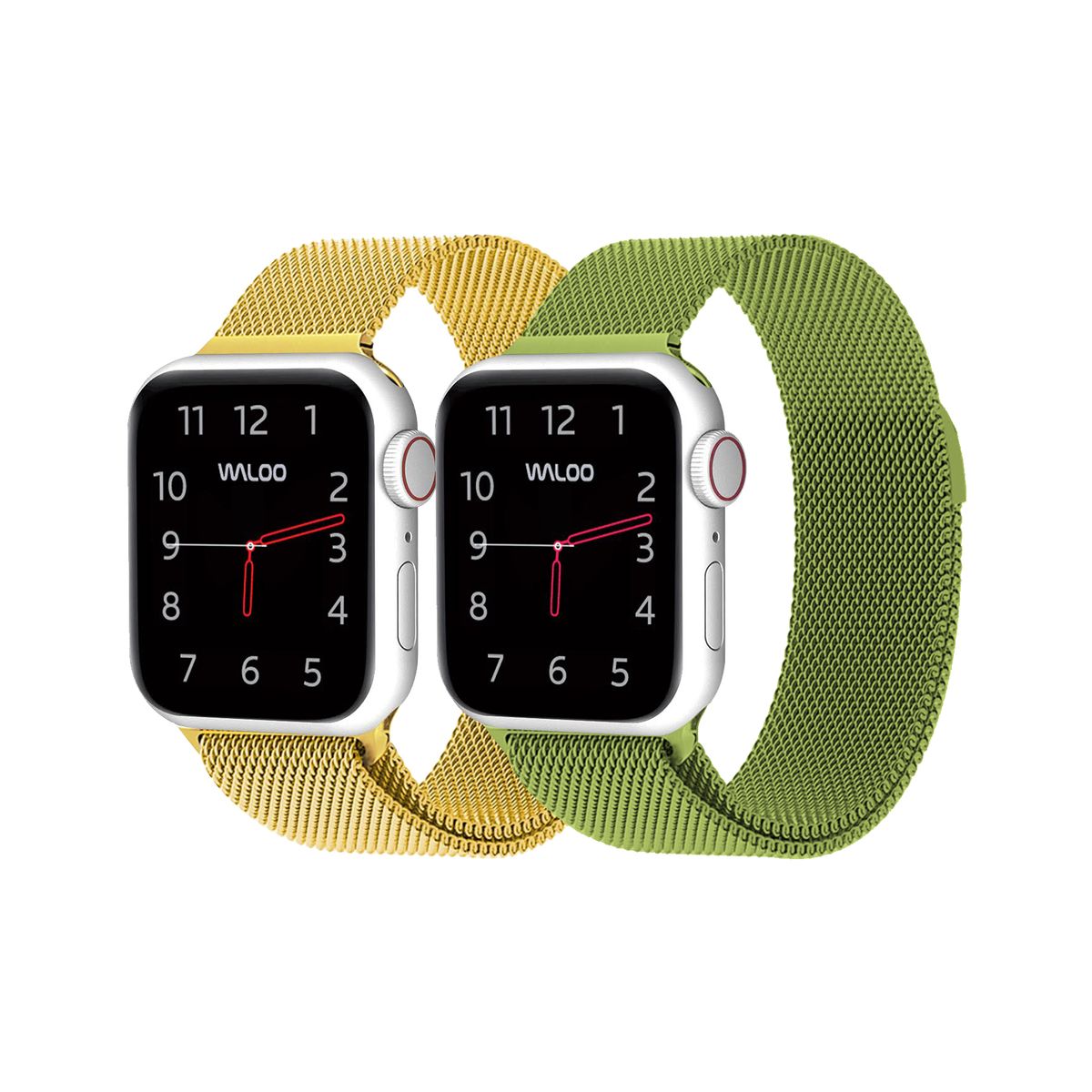 Waloo® Milanese Watch Band for Apple Watch Series 1-7 (2-Pack) - 42/44/45 - Gold / Green