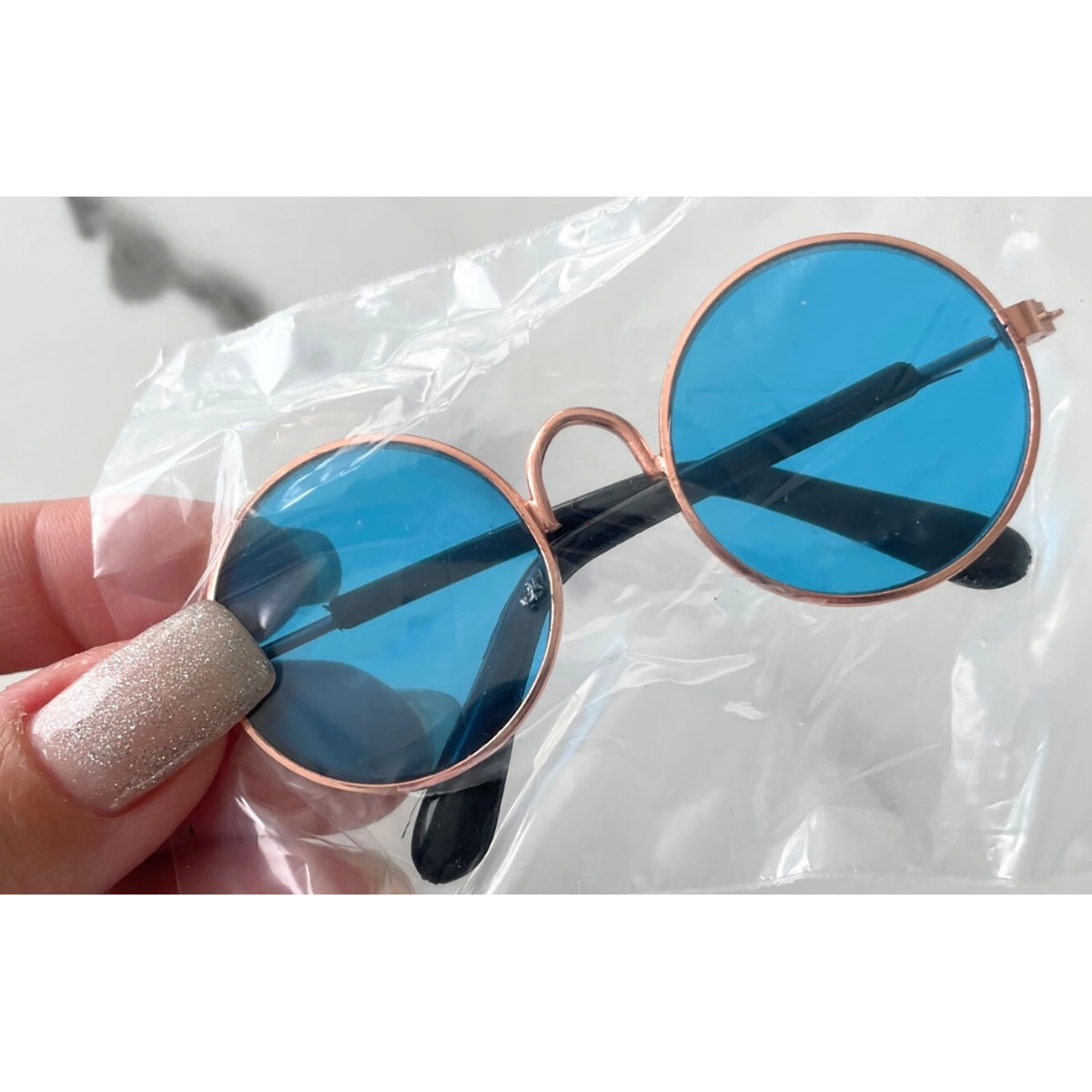 Round Pet Glasses - Blue Transparent