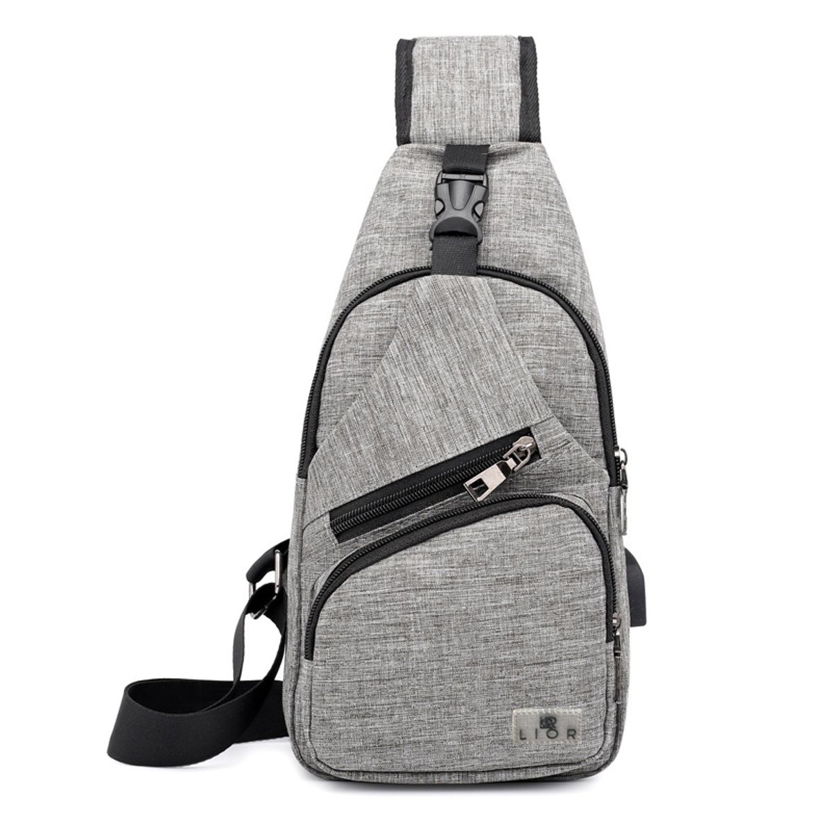 Lior™ Shoulder Crossbody Backpack with USB Cable - Grey