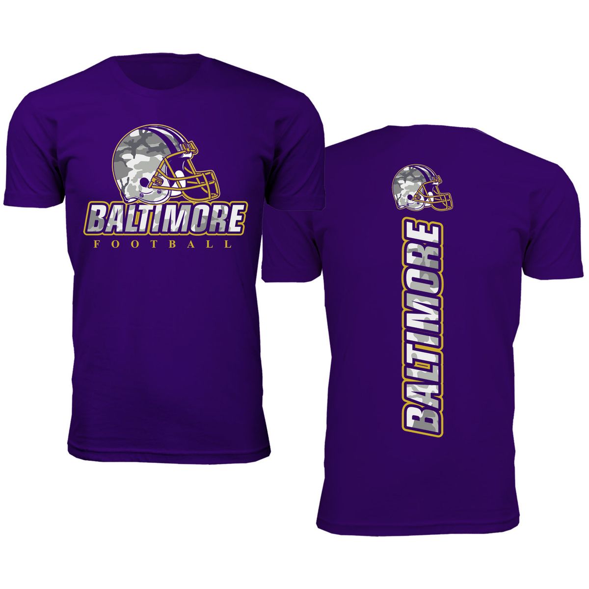 Men's Army Camo Football Crewneck T-Shirt - Small - Baltimore