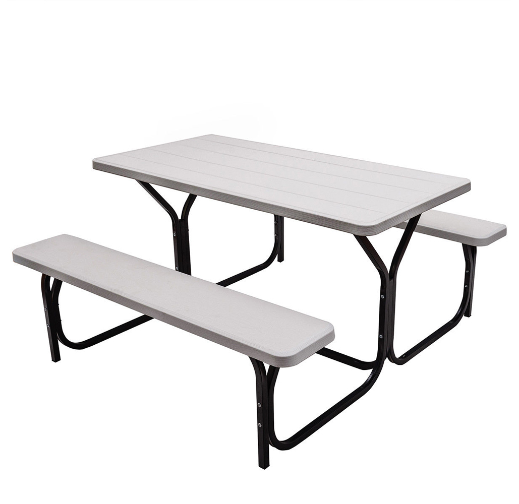Photos - Garden Furniture Costway Goplus Outdoor Picnic Table, Weather- and Rust-Resistant - White OP3499WH 