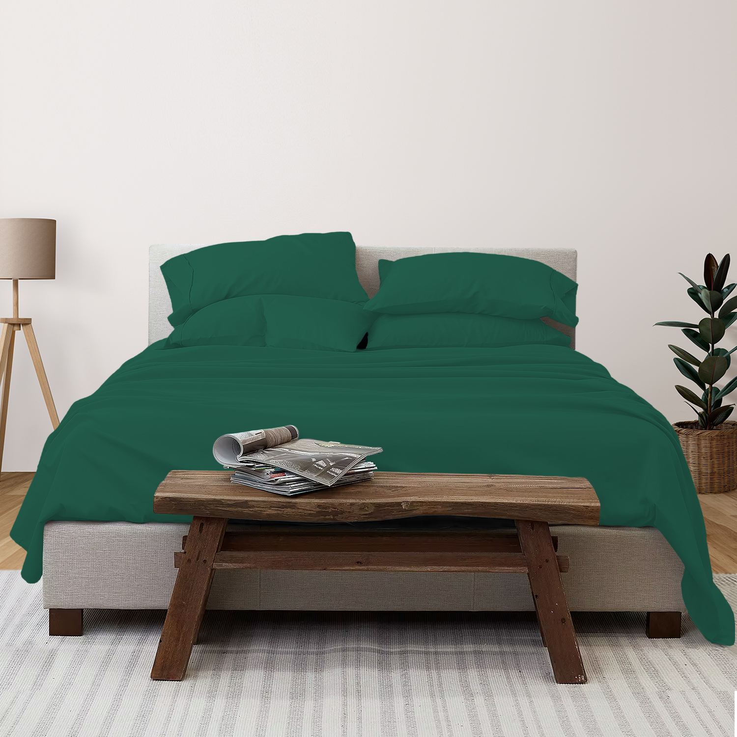 Photos - Bed Linen Luxury Home 6-Piece Deep Pocket Cooling Bamboo Sheet Set - Full / Emerald Green LH-1800BF-6PC-EGRE-F