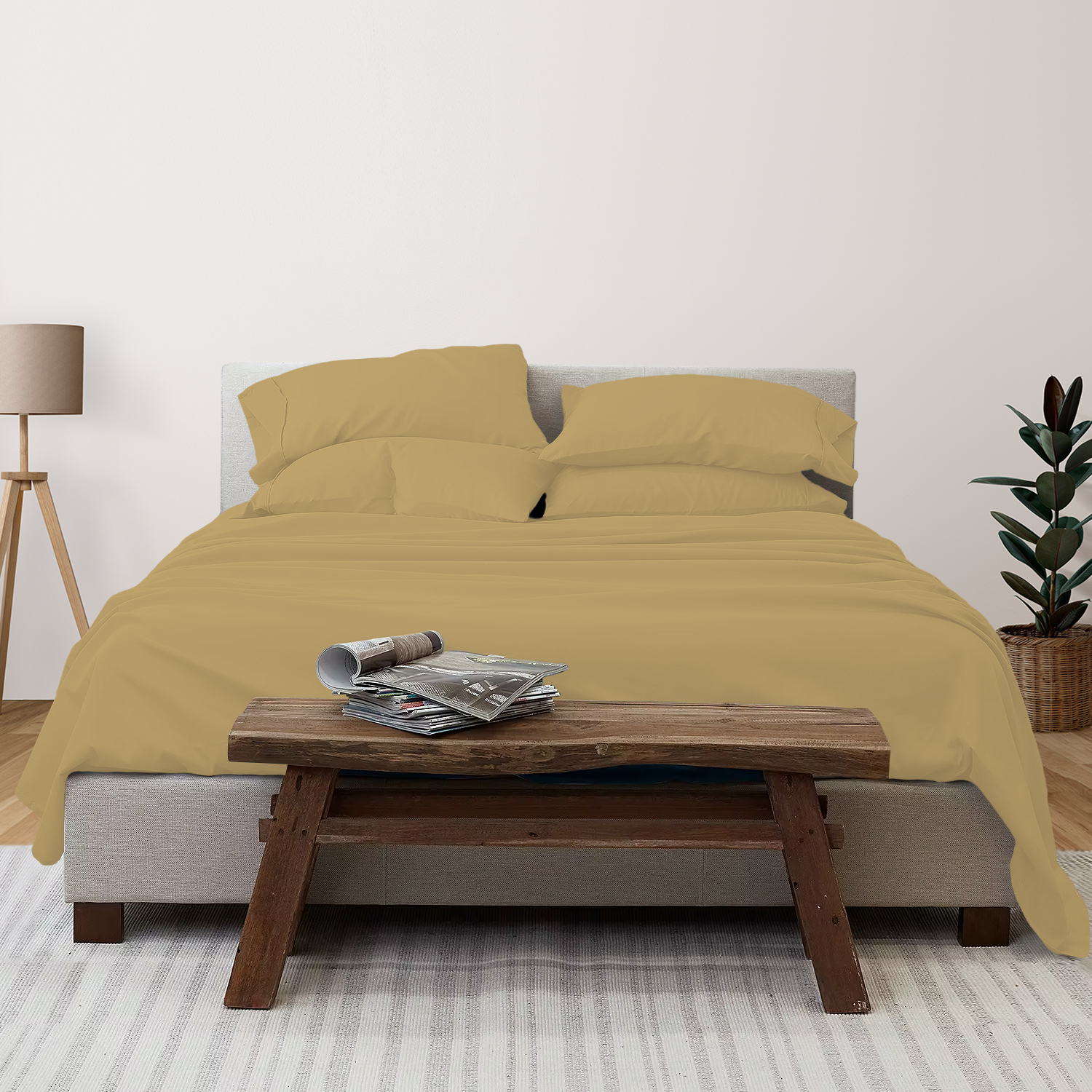 Photos - Bed Linen Luxury Home 6-Piece Deep Pocket Cooling Bamboo Sheet Set - Queen / Butter LH-1800BF-6PC-BUT-Q