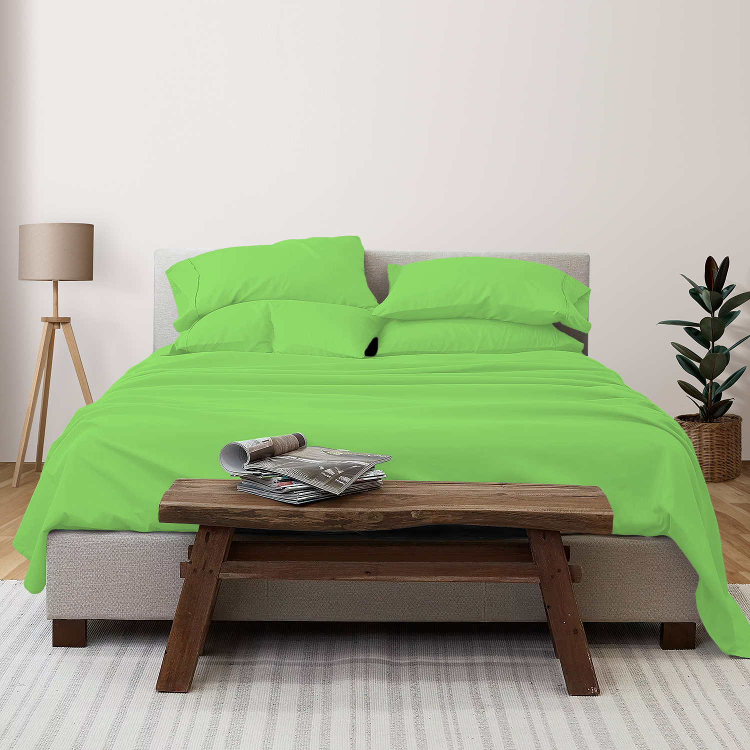 Photos - Bed Linen Luxury Home 6-Piece Deep Pocket Cooling Bamboo Sheet Set - Queen / Mint LH-1800BF-6PC-MIN-Q