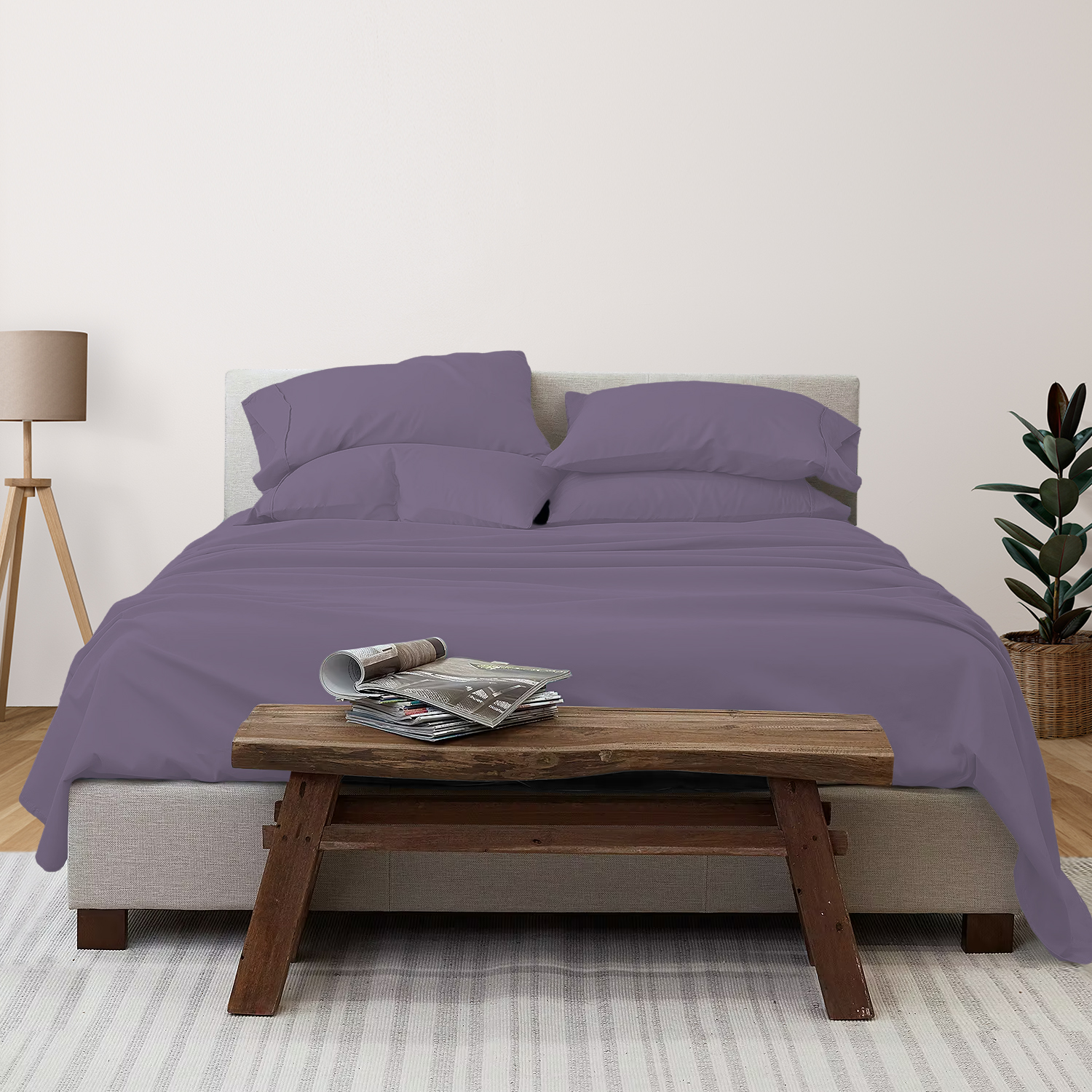 Photos - Bed Linen Luxury Home 6-Piece Deep Pocket Cooling Bamboo Sheet Set - California King / Lavender LH-1800BF-6PC-LAV-CK
