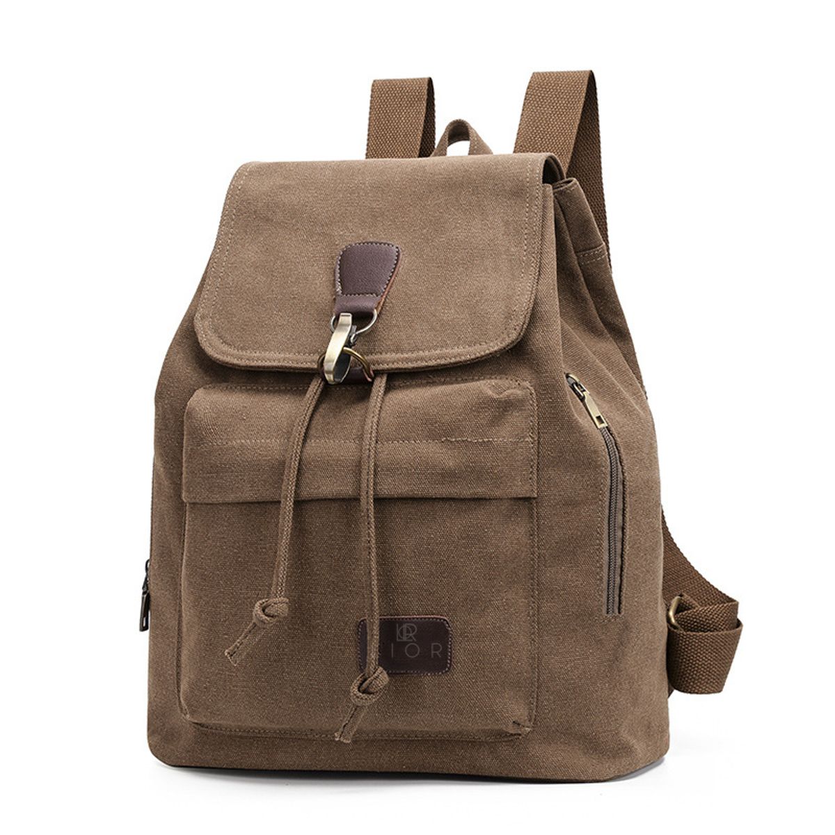 Photos - Backpack Lior LIOR Unisex Canvas  - Brown BH-509-BROWN