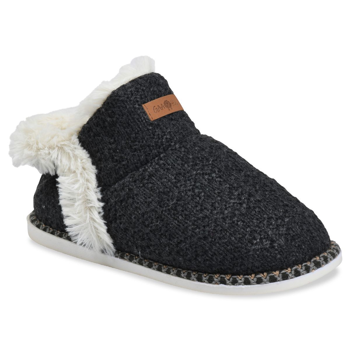 GaaHuu™ Women's Textured Knit Slipper Boot - charcoal grey small