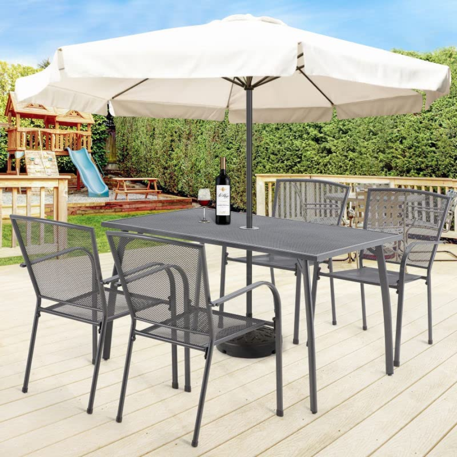 Round or Rectangle 5-Piece Metal Outdoor Patio Dining Set - 51""x31.5""Rectangular Table