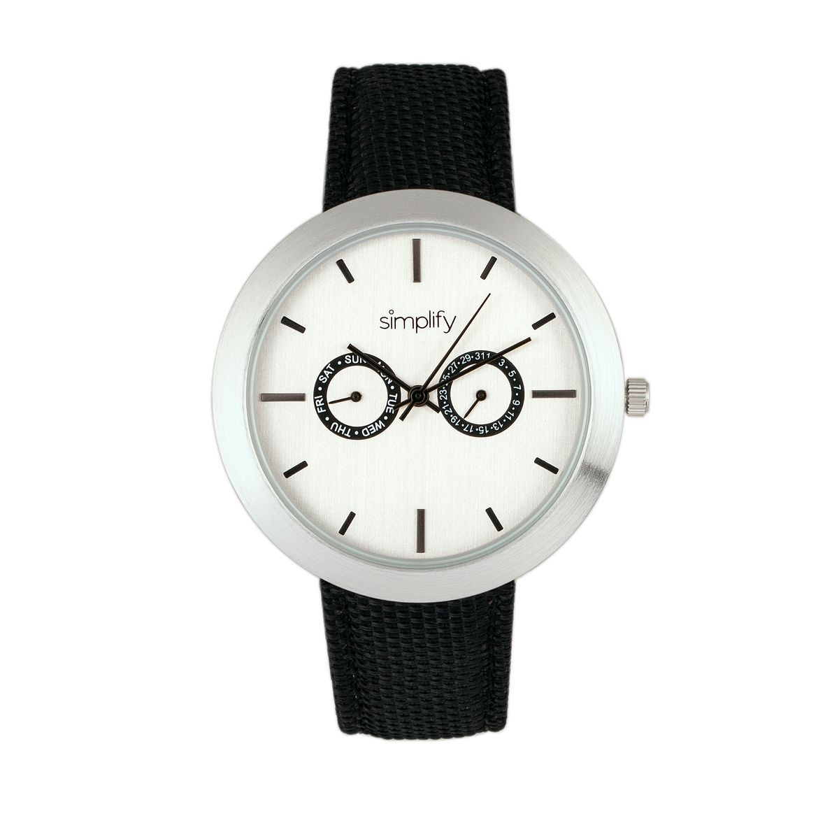 Photos - Wrist Watch Simplify Simplify The 6100 Canvas-Overlaid Strap Watch - Black/White SIM61