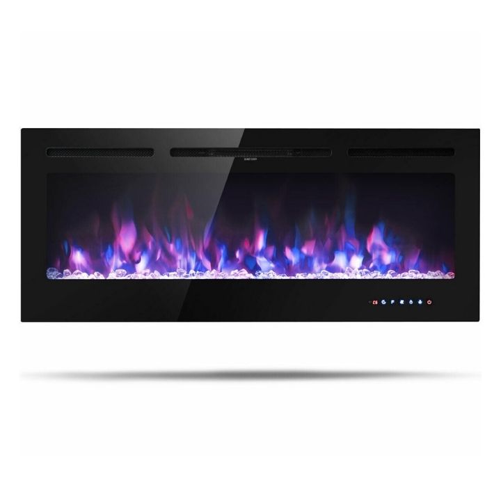 Photos - Electric Fireplace Costway Ultra Thin Wall Mounted or Recessed  - 50-inch E 