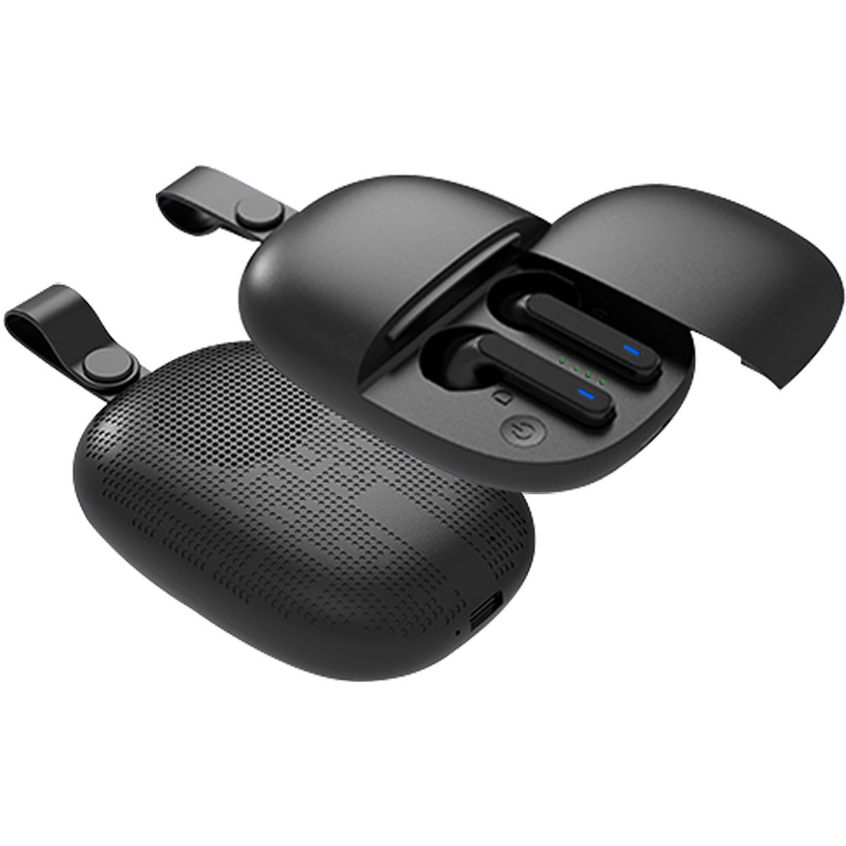 Photos - Headphones Zummy 2-in-1 Pocket-Sized Speaker with Wireless Earbuds by Zummy™ - Black ZTH040BK