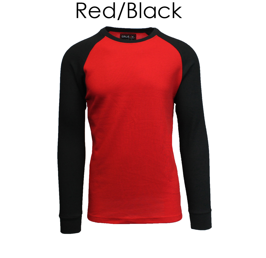Men's Cotton Blend Raglan Thermal - Red/Black - Small