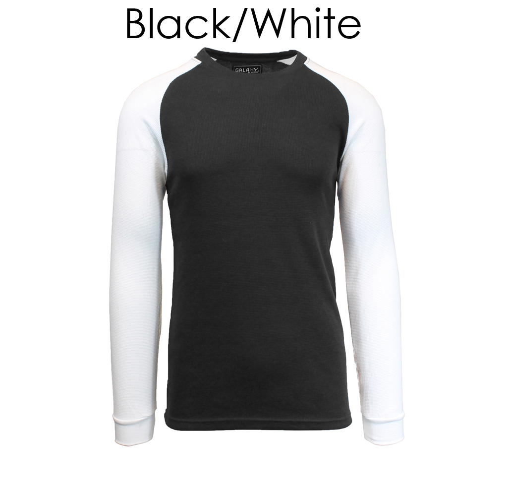Men's Cotton Blend Raglan Thermal - Black/White - Large