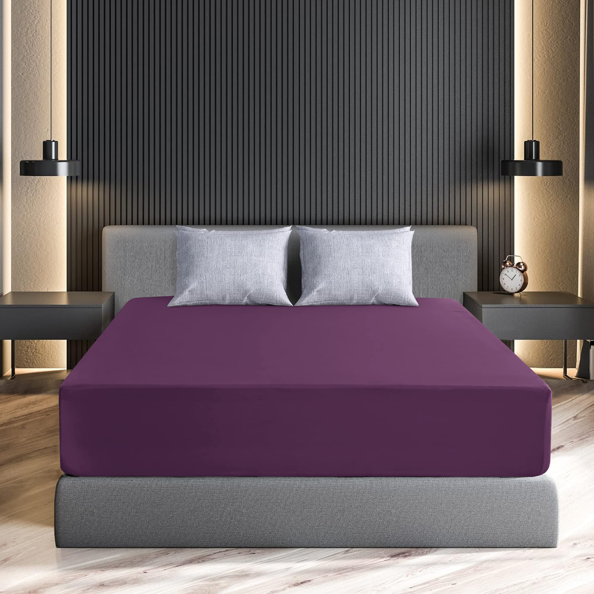 Premium Soft 16-Inch Deep Pocket Fitted Sheet - California King-Purple