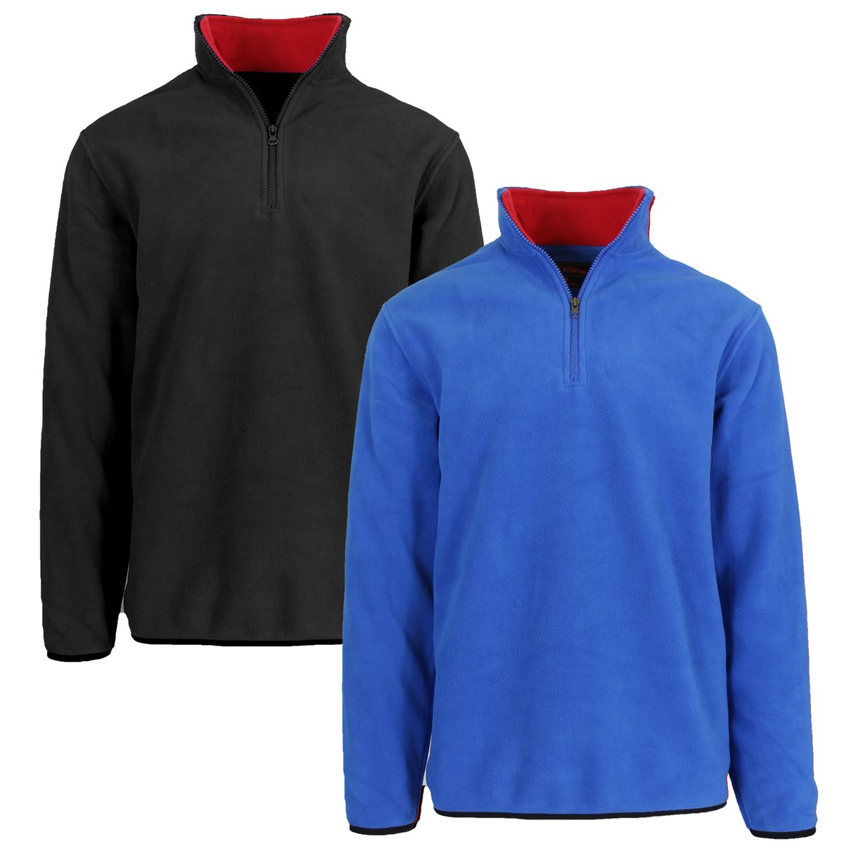 Men's Polar Fleece Quarter Zip Pullover (1- to 3-Pack) - MPF-222106 / BK-RY / S