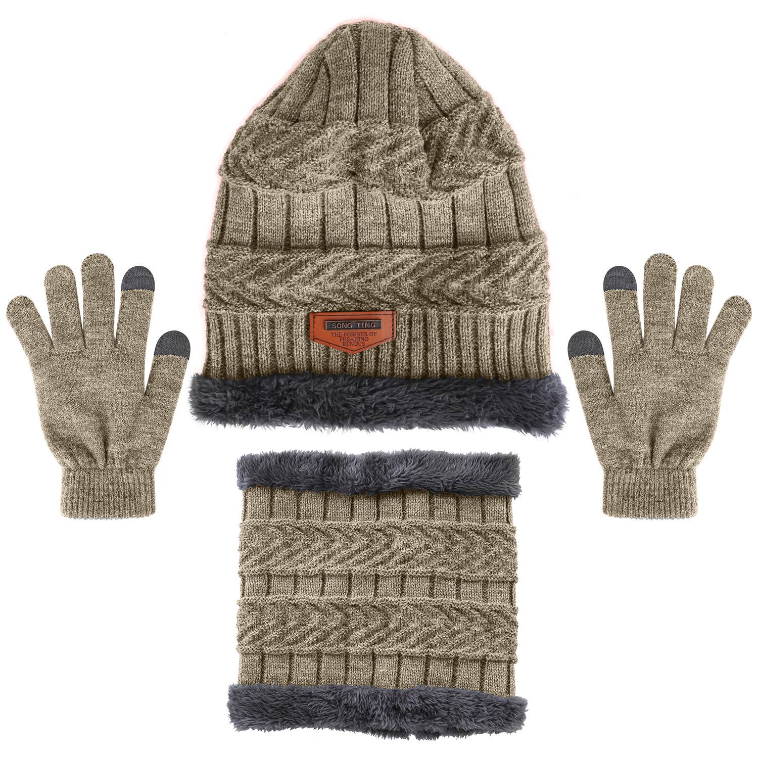 3-Piece Beanie Hat, Gloves, & Scarf Bundle - NPolar 3Pcs Beanie Hat Glove Scarf SetBE