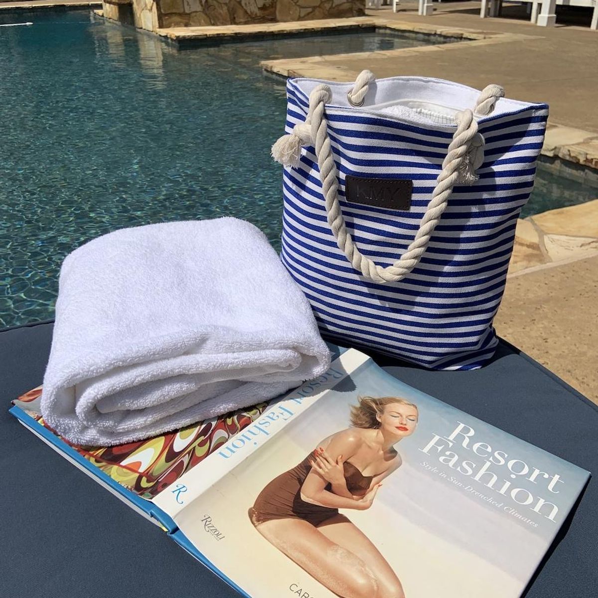 Photos - Shopping Bag Threaded Pear Striped Canvas Tote Bag - Blue BLUE STRIP TOTE BAG