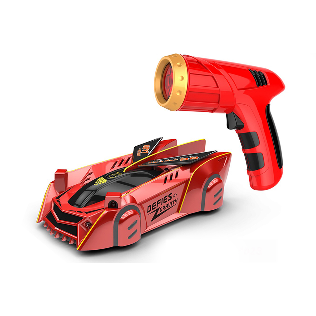 Photos - RC Car Private Label Zummy Zero Gravity Laser-Guided Wall-Climbing Race Car - Red