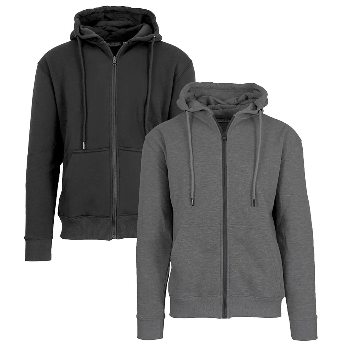 Men’s Fleece-Lined Full-Zip Hoodie (1- to 3-Pack) - J/MFH-700/ BK-CH/S