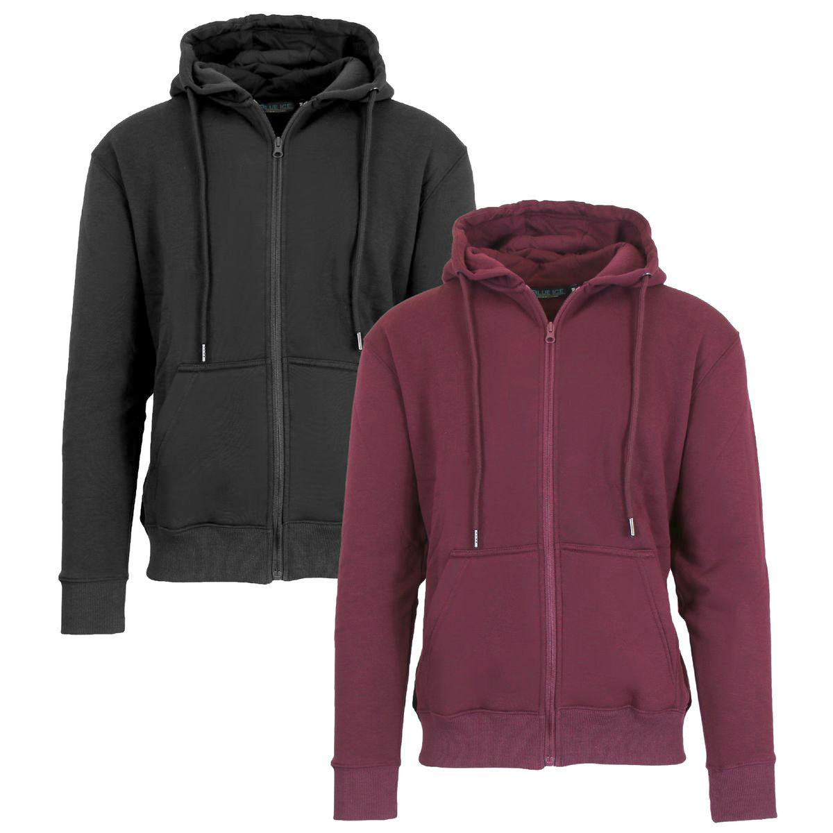 Men’s Fleece-Lined Full-Zip Hoodie (1- to 3-Pack) - J/MFH-700/ BK-BG/XL