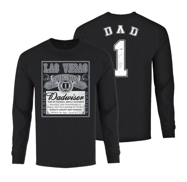 Men's Dadwiser Football Long Sleeve Shirt - Las Vegas - Black / 2XL