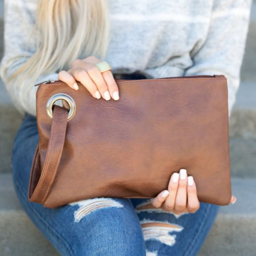 Oversized Clutch - Chestnut