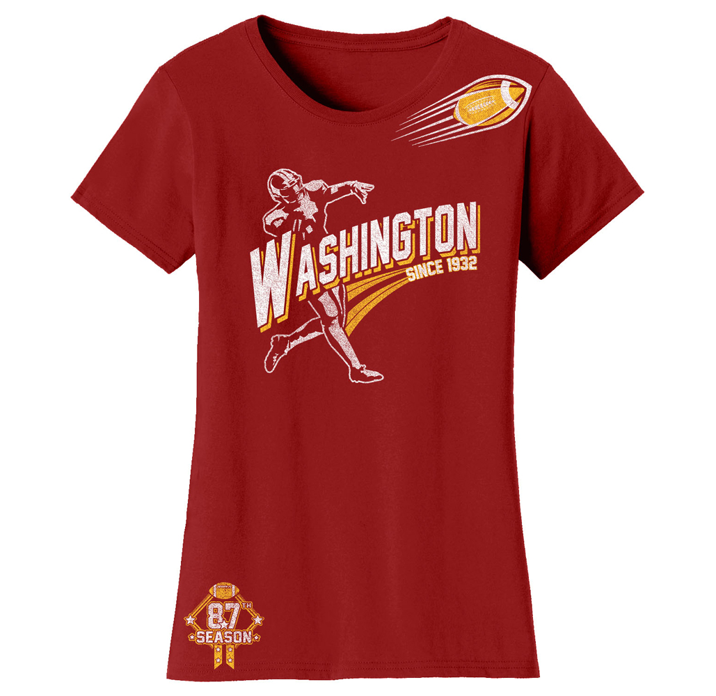 Women's Football Theme T-Shirt - Women's Ballers Football T-Shirts (Plus Sizes Available) - Washington - Burgundy / 2XL