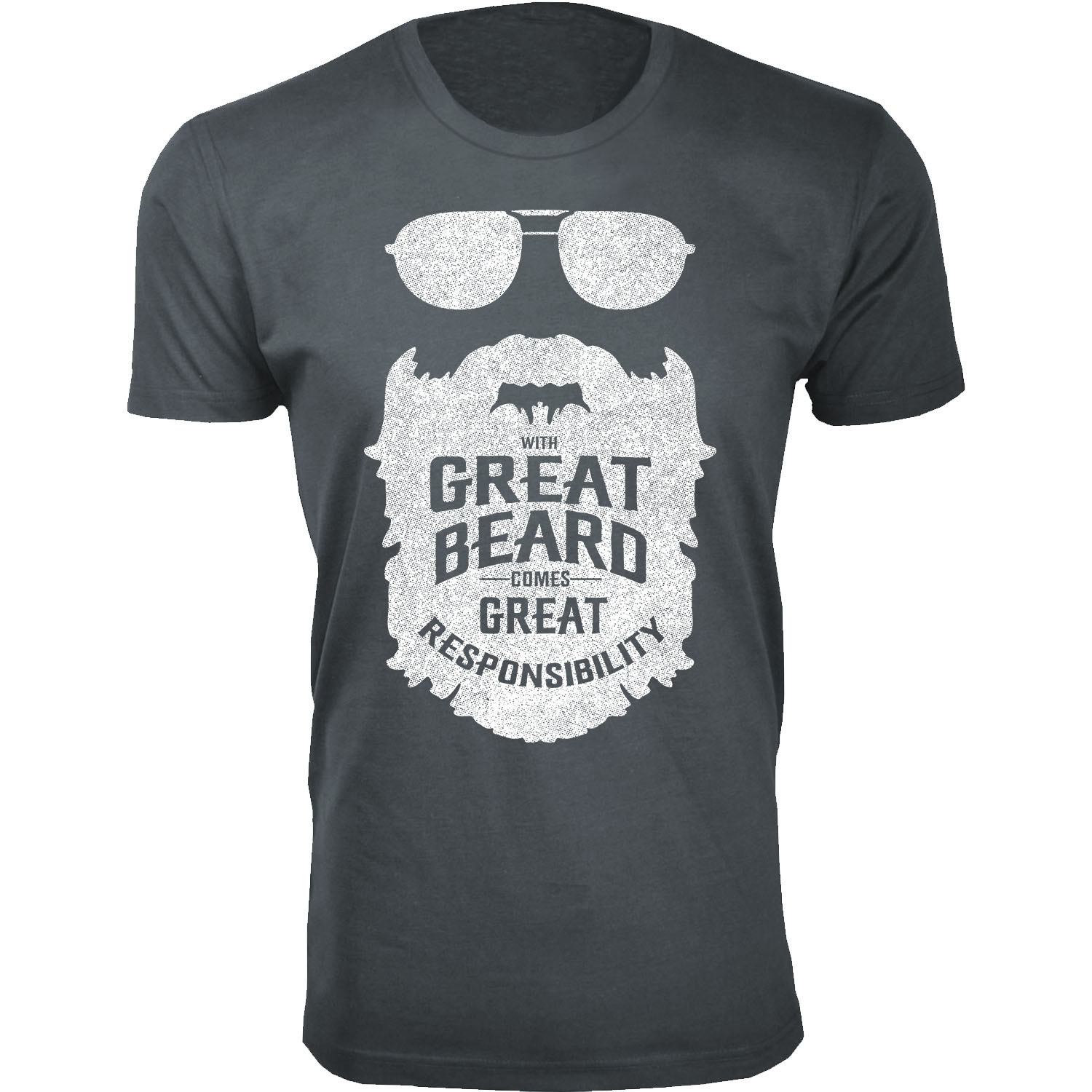 Men's Greatest Beard Themed T-Shirts - With Great Beard Comes Great Responsibility - Charcoal / 2XL