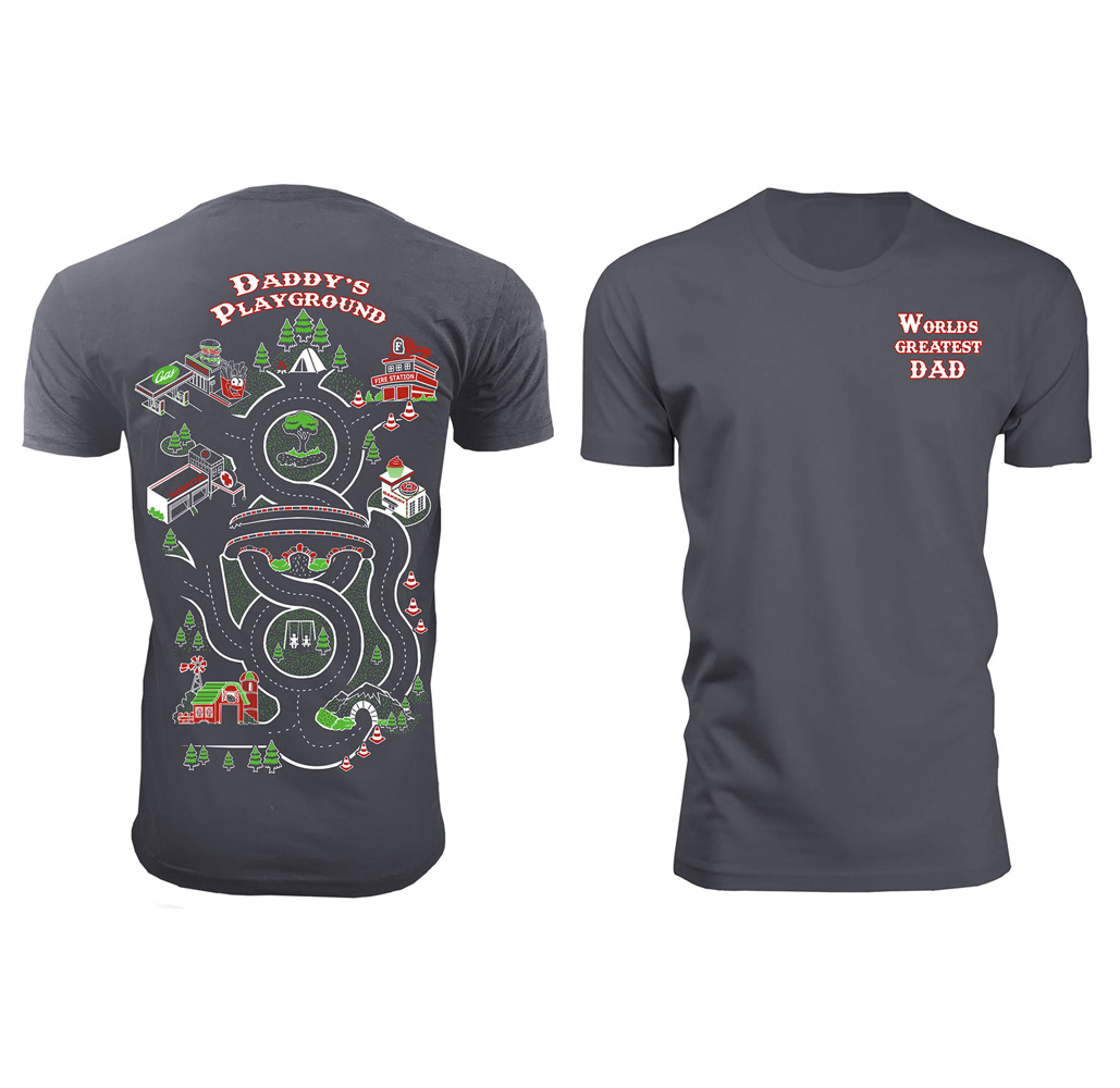 Dad's Race Track T-Shirt - Men's Daddy's Playground T-shirts - Charcoal / XL