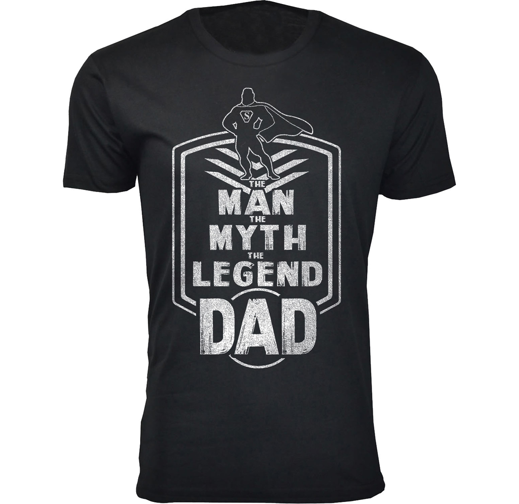 Men's Dad Theme T-shirts - Men's Best Father's Day T-shirts Ever - The Man The Myth The Legend Dad Badge - Black / S