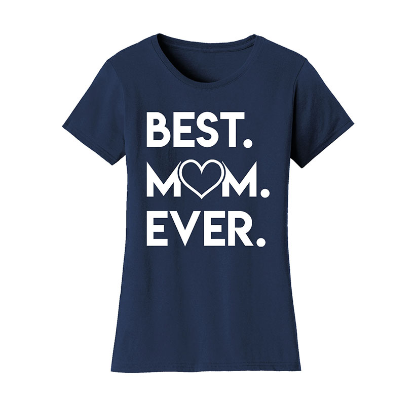 Women’s ‘Best Mom Ever’ Heart T-Shirt (S-2XL) - Navy / S