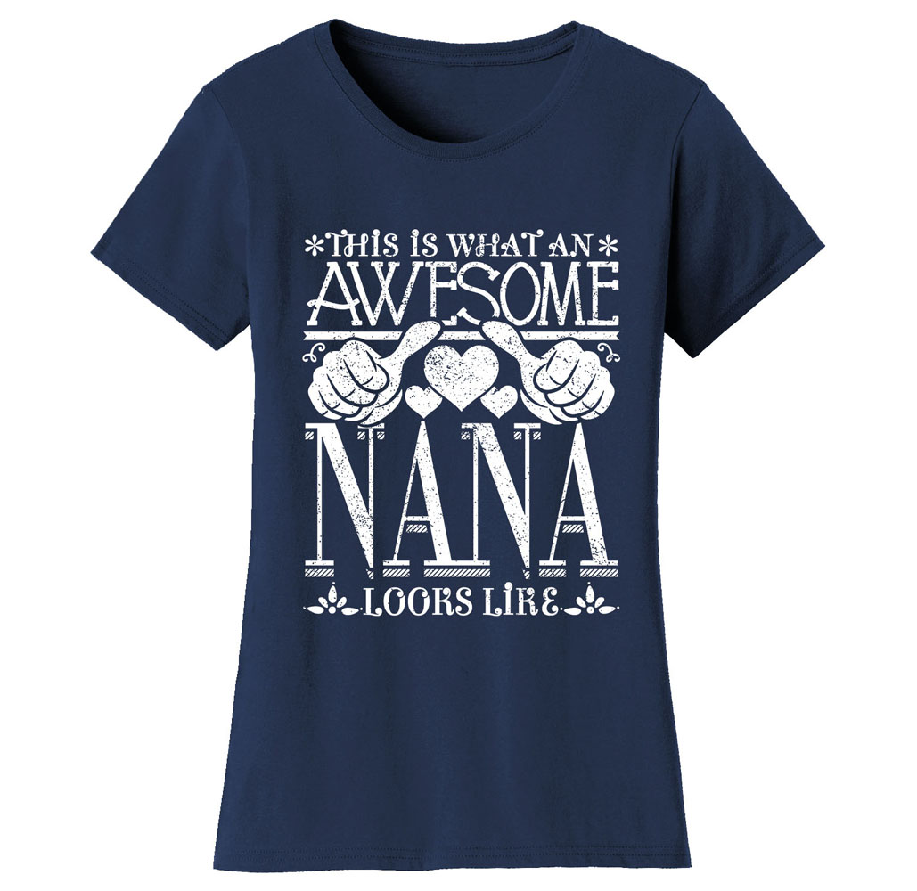 Women’s Awesome Mom and Grandma T-Shirts - Women's Awesome Mom Grandma T-Shirts - NANA - Navy / MD