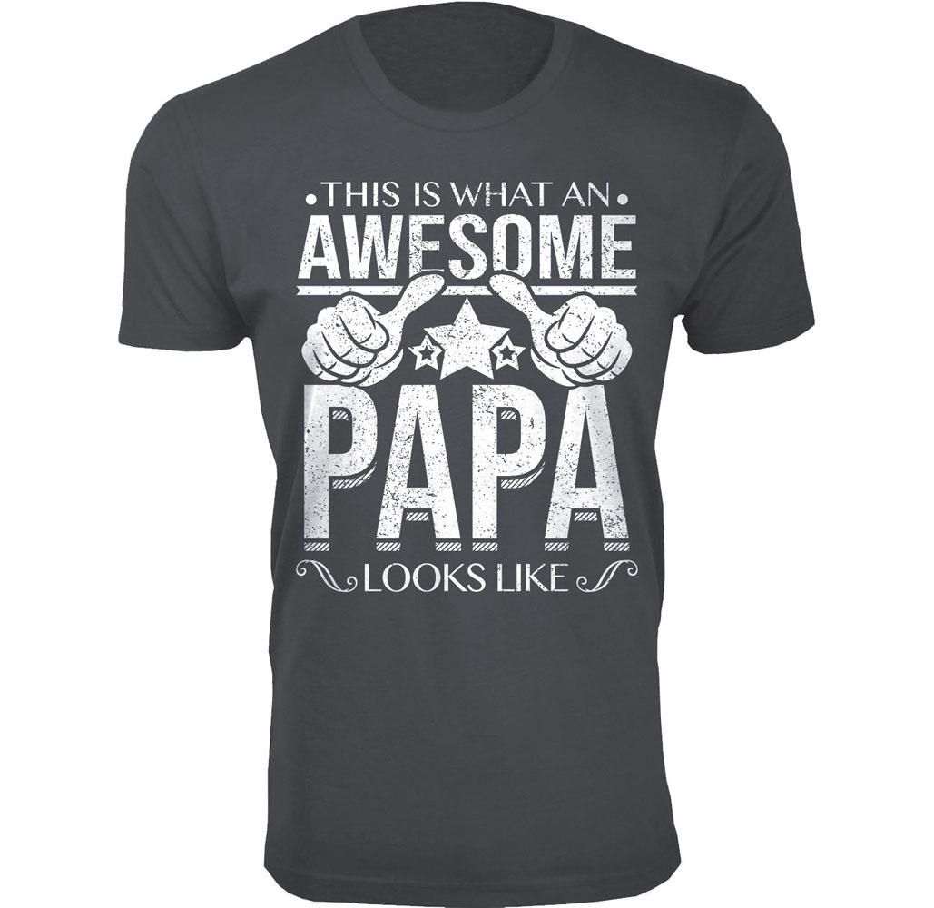 Men’s Awesome Dad and Grandpa T-Shirts - Awesome Dad Grandpa T-Shirts - Awesome PAPA Looks Like / Charcoal / 3XL