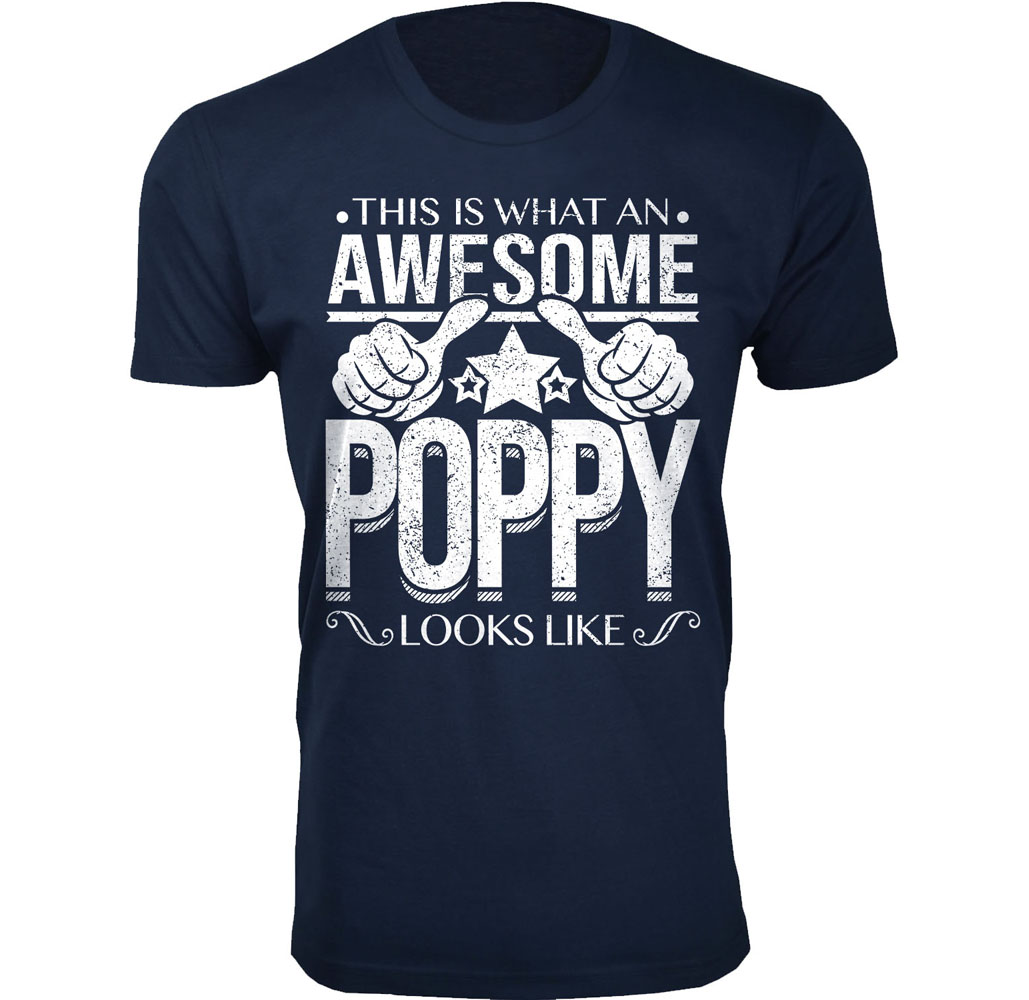 Men’s Awesome Dad and Grandpa T-Shirts - Awesome Dad Grandpa T-Shirts - Awesome POPPY Looks Like / Navy / SM