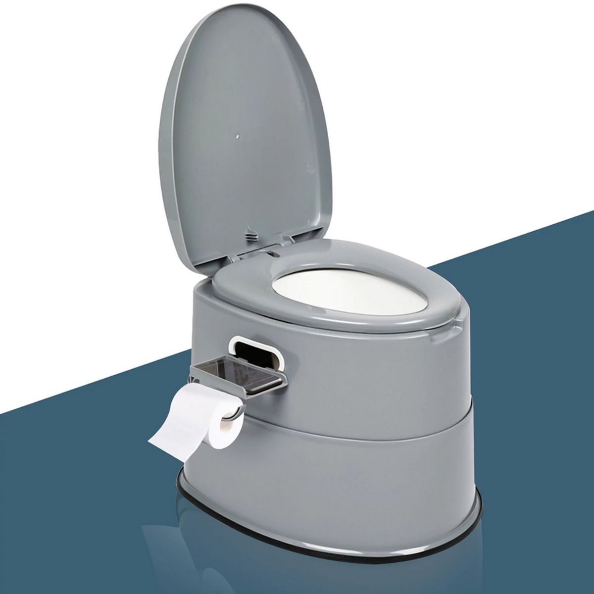 Portable Toilet Seat with Detachable Inner Bucket for Camping - Grey