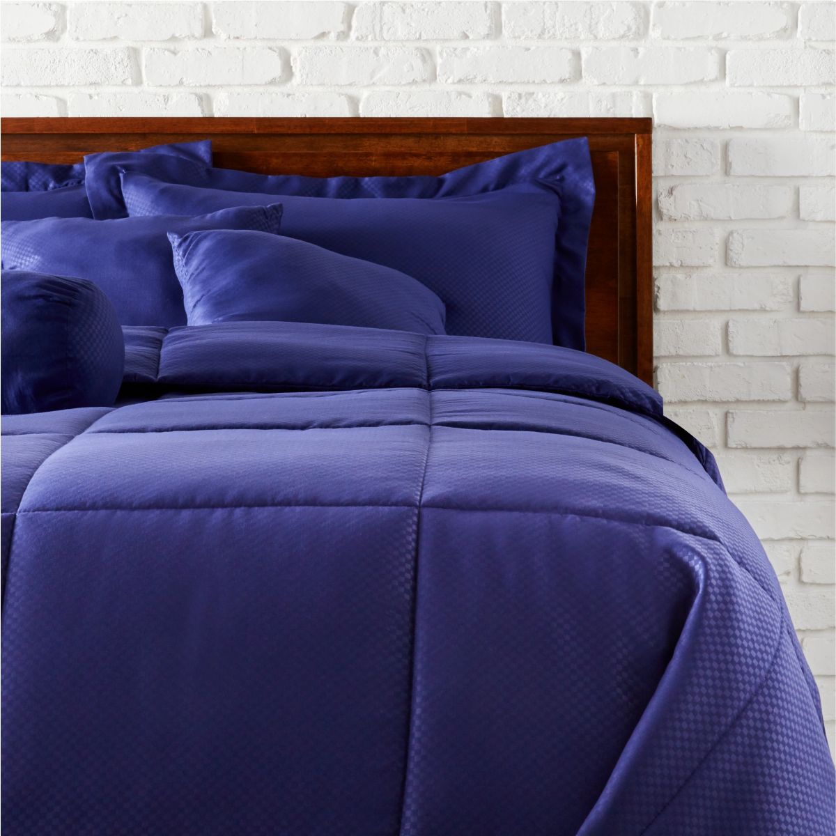 Photos - Duvet Private Label 3-Piece  Cover Set - Solid Full/Queen Navy/Purple MW002D
