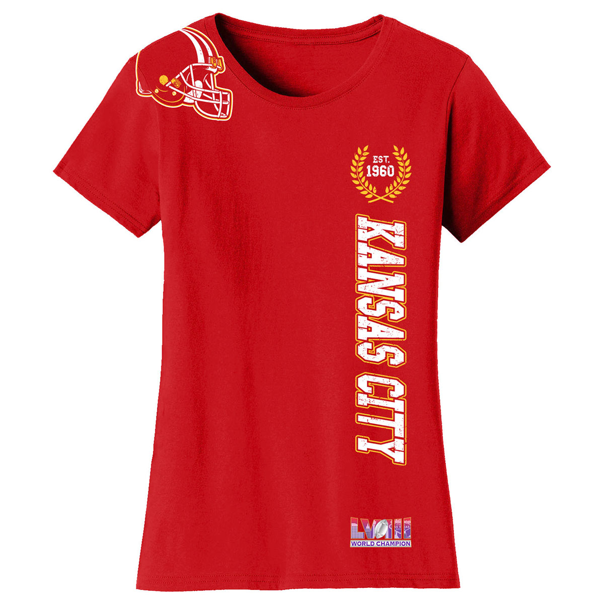 Women's Football Champion Winner Kansas City Shirt or Hoodie - TS - Home Team - Red / 2XL