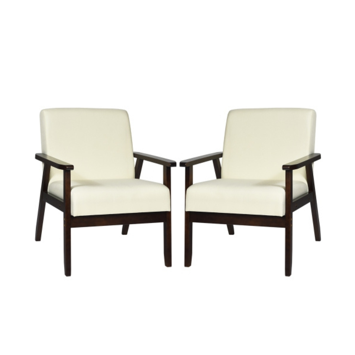 Photos - Chair Costway Fabric Accent Armchairs - Armchair Beige 2HW65639BE (Set of 2)