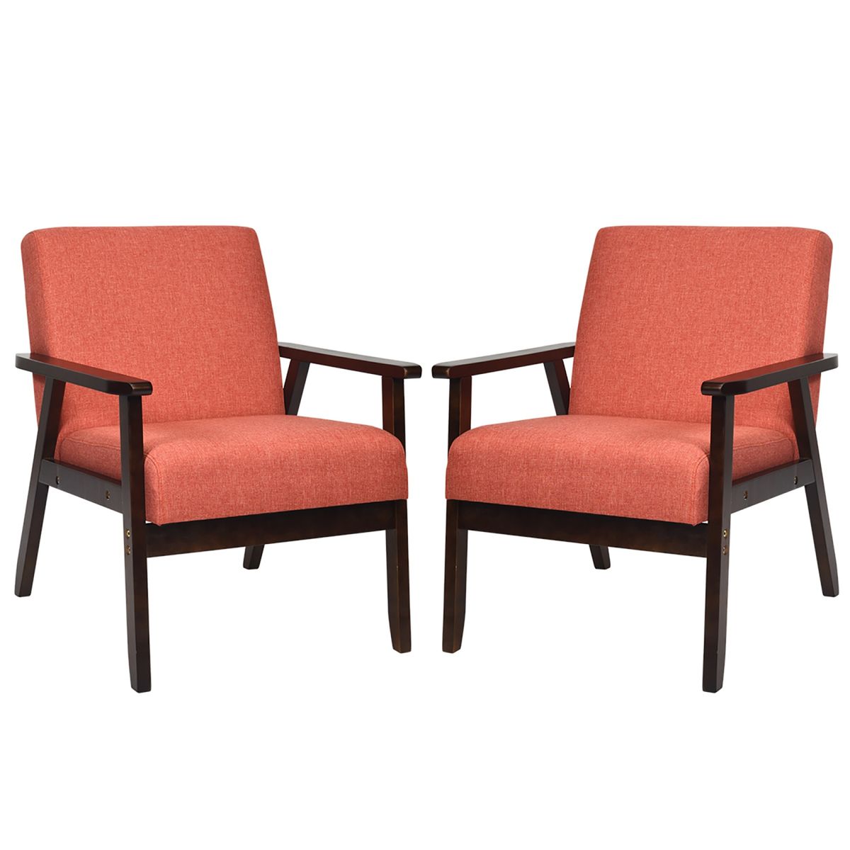 Photos - Chair Costway Fabric Accent Armchairs  - Armchair Orange 2HW65639JS (Set of 2)