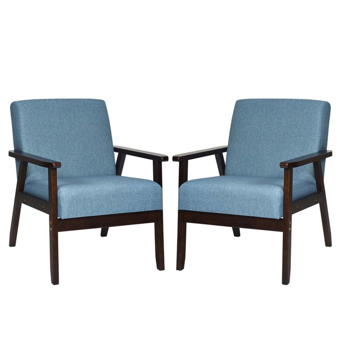 Photos - Chair Costway Fabric Accent Armchairs  - Armchair Blue 2HW65639NY (Set of 2)