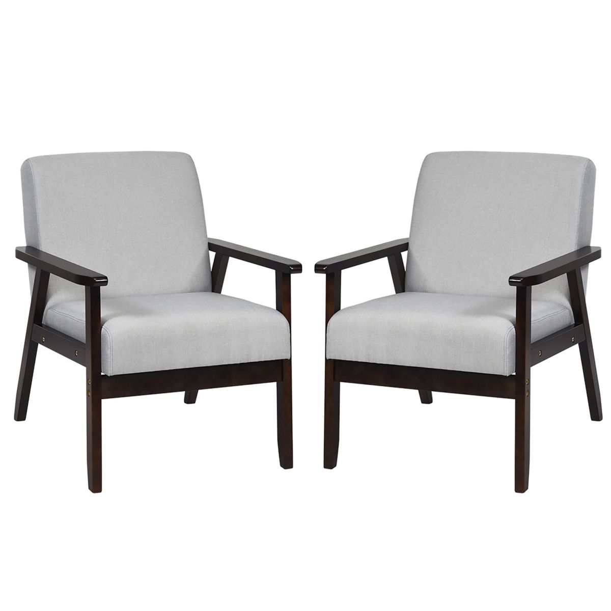 Photos - Chair Costway Fabric Accent Armchairs  - Armchair Light Grey 2HW65639S (Set of 2)