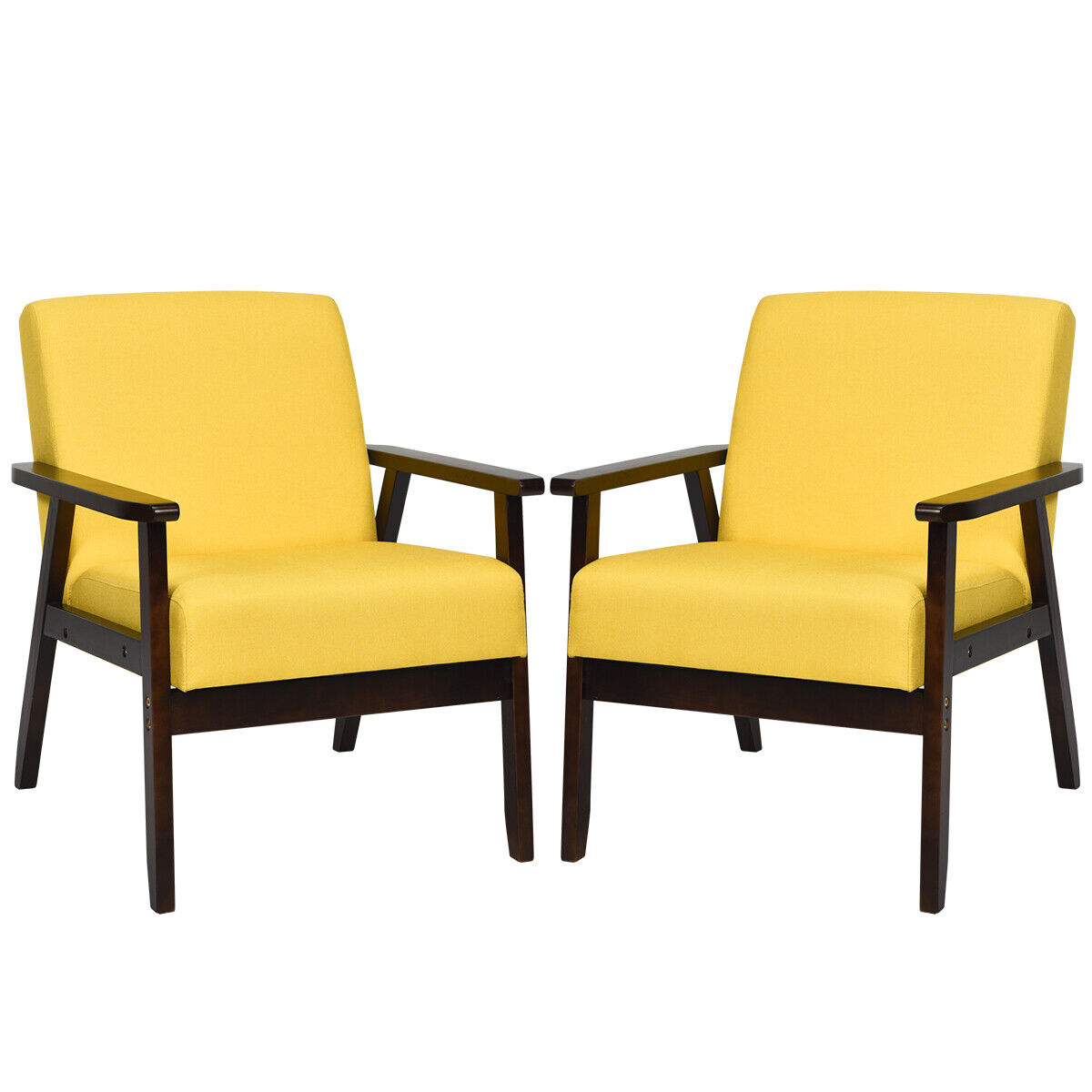 Photos - Chair Costway Fabric Accent Armchairs  - Armchair Yellow 2HW65639YW (Set of 2)