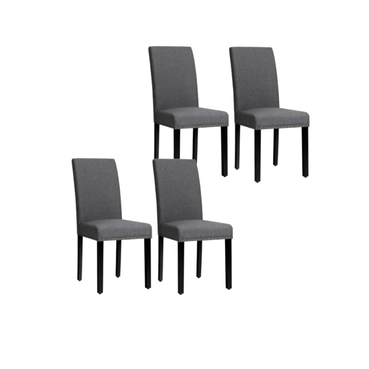 Photos - Chair Goplus Costway Fabric Dining  with Nailhead Trim  - Dining(Set of 4)