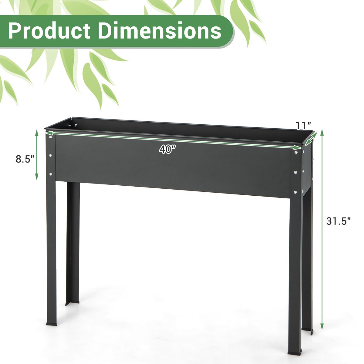 Photos - Plant Stand Costway Metal Elevated Planter Box Raised Garden Bed with Legs and Drainage - 40'' Raised Garden Bed GT3935BK