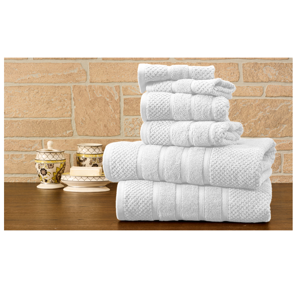 Photos - Towel Bibb Home Bibb Home 100 Egyptian Cotton 6-Piece Set - Popcorn - White 6PCTOWPOPWH