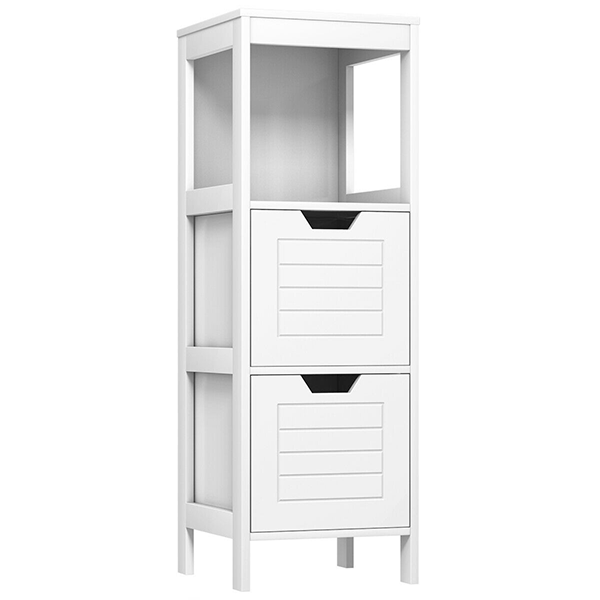 Photos - Wardrobe Goplus 3-Tier Wooden Floor-Standing Storage Cabinet with Drawers - White H